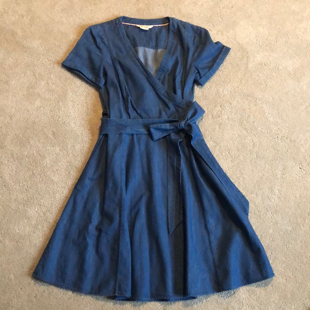 Boden Denim Faux Wrap Dress | Size US4R / UK8R